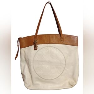 COACH LAURA Tan And Ivory Bag Has Some Wear On Outside Clean Inside